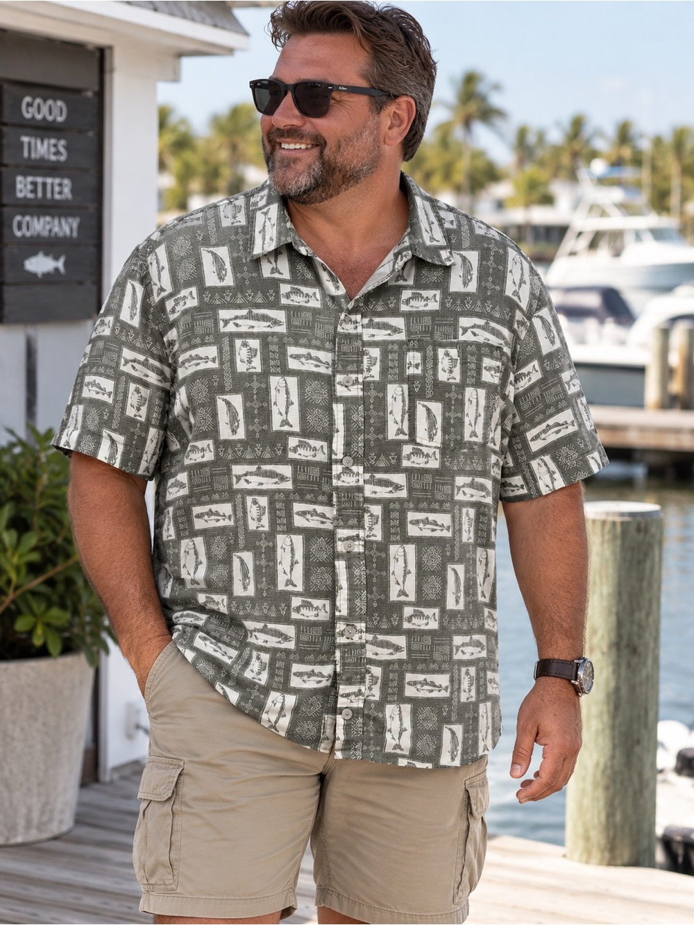 RedHead Men's Fishing Print Button-Down Shirt